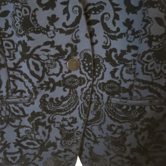 Christopher & Banks Black/Blue Floral Burnout Velvet Blazer/Jacket Size L - Picture 3 of 10
